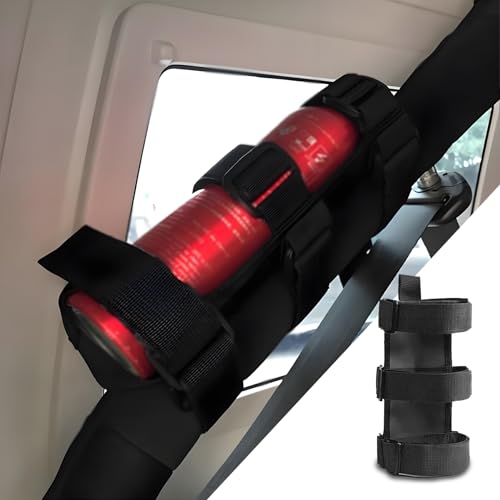 HAOBO Car Roll Bar Fire Extinguisher Mount Holder, Fire Extinguisher Holder, Car Accessories Adjustable Extinguisher Strap Mount Fits for Jeep Wrangler Accessories Wrangler CJ YJ TJ LJ JK JKU JL JLU