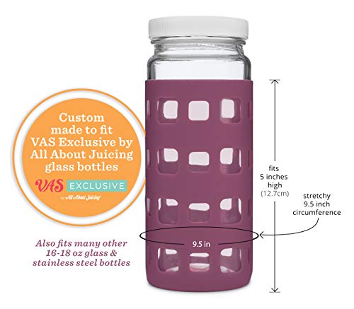 Silicone Glass Water Bottle Sleeves - 6-Pack of Protective Holders 16-18 oz Capacity - Anti-Slip Protection for Beverage Containers - Insulating Carriers for Smoothies and Juices (Desert Sunset Pinks)