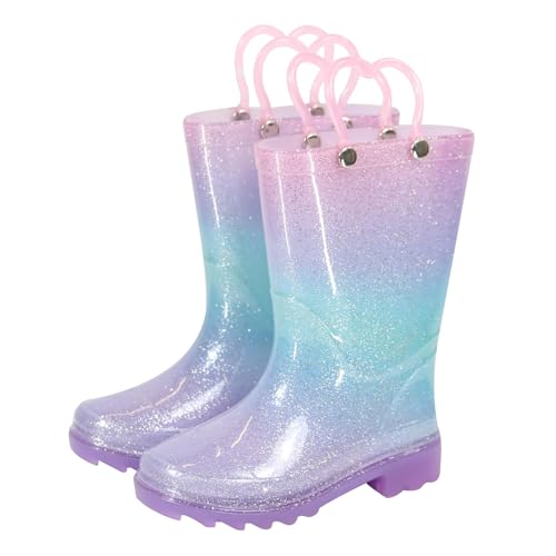 A2Z 4 Kids Botas de lluvia de PVC con purpurina y brillantina, con mango de corazón, antideslizantes, impermeables, botas de agua para niños, para exteriores, charco fangoso, zapatos de lluvia para