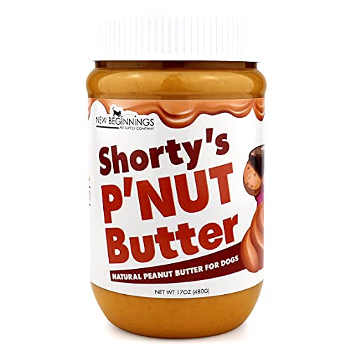 Shorty's P'Nut Butter, Raw Flavor, 100 Natural Dog Peanut Butter, Healthy Peanut Butter Dog Treats, Xylitol Free, Stuff in Toy, Made in The USA 17(oz) Jar, 1.06 Pound (Pack of 1)