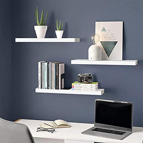 Set van 3 zwevende wandplanken, houten planken voor aan de muur, plank voor thuisopslag, displayplanken met onzichtbare… - Afbeelding 7