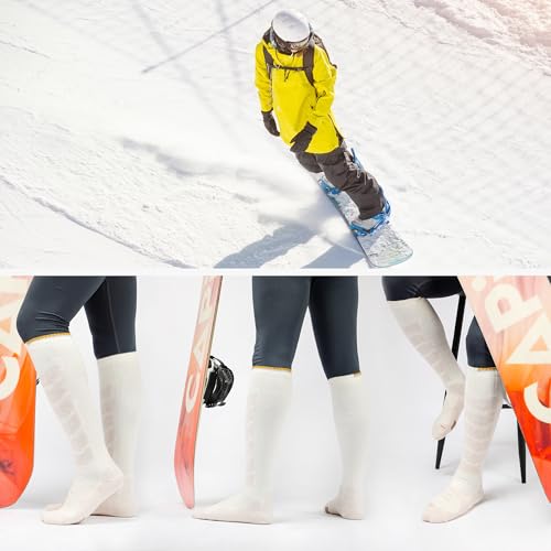 Alpaka Skisocken Herren Damen Thermosocken Kniestrümpfe 2 Paar Wolle Snowboard Socken Dicke Winter Warme Outdoor Sportsocken Kompressionsstrümpfe Extra Kissen Schweißabsorbierend Atmungsaktiv 35-51