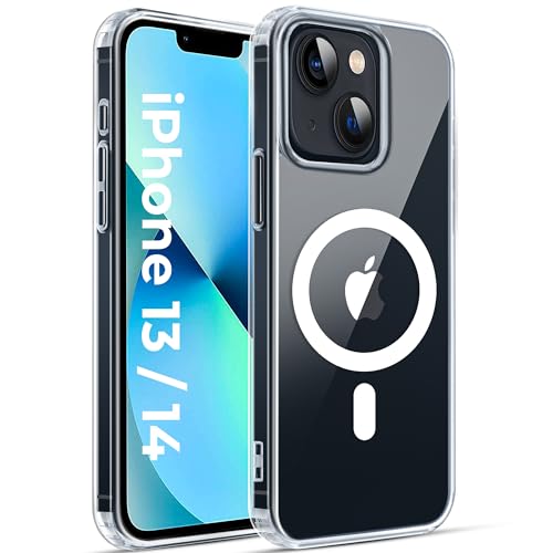 Image of Artistque Back Cover Case For iPhone 13 / iPhone 14 Compatible With Mag-Safe | Sleek Hard Crystal Clearback | Drop & Camera Protection | Shockproof Mobile Case For iPhone 13 / iPhone 14 - Transparent