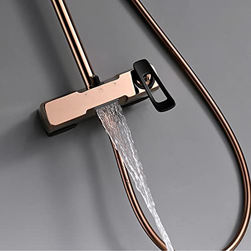 Ensemble de douche or rose complet avec inverseur et jet de douche pluie