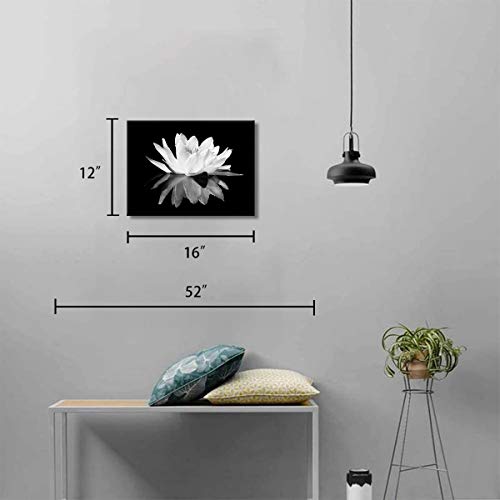 Black and White Wall Art for bathroom Lotus Flower Canvas Wall Pictures Simple Life Floral Blossom Pictures Prints on Canvas Wall Decoration for Bedroom Dorm Decorations for College Girls 12x16inch
