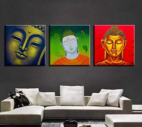 Creativo Statua Di Buddha Immagini Religiose Quadri Su Tela 3 Pezzi Freschi Dipinti A Trittico Dipinti Ad Olio Per La Casa Decorazioni Per La Casa Appesi Pittura-A2