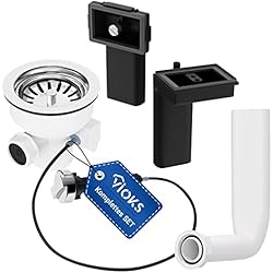 Valvula Automatica Fregadero VIOKS Juego de colador para fregadero de 114 mm de diámetro con válvula excéntrica y mecanismo giratorio/colador de desagüe para fregadero y desagüe