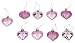 Christmas Decorations 9 Pack 40mm Multi Finish Heart baubles - Pink