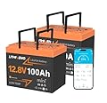LITHINENG 12V 100Ah LiFePO4 Bluetooth Battery, 12V Mini Lithium Battery 100A Smart BMS, Low Temp Cut-Off, Up to 15000 Deep Cycles for Trolling Motor, Marine, RV, Solar, Off-Grid(2 Pack)