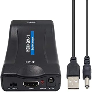 BSWL HDMI to SCART Converter Adapter HDMI to Scart Distribution Switcher Convert digital 1080P HDMI video and audio signal to analog SCART CVBS signal DC 5V/1A Power Adapter Support PAL/NTSC Formats