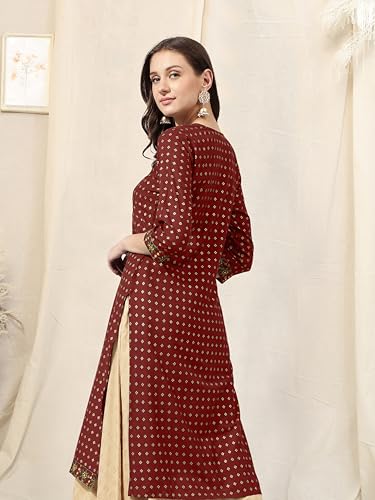 Image of MIRCHI FASHION Women's Straight Fit Paisley Printed And Embellished Kurta Set with Dupatta and Trouser