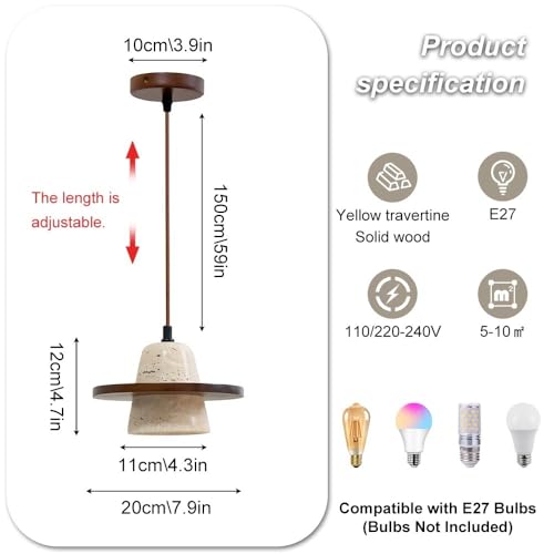 Lámpara colgante de madera regulable para iluminar comedores oscuros con estilo 4