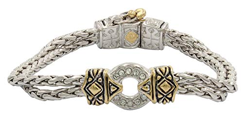 John Medeiros Anitqua Collection Pavè One Circle Two Strand Two Tone Bracelet Made in America