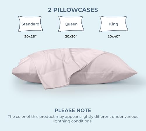 Image of ROYALE LINENS 100% Organic Cotton Percale Pillowcases Set of 2 - Queen Size Percale Pillowcase - Queen Set of 2 Pillow Cover - Breathable, Cool & Crisp Pillow Cases (20 inchx30 inch, Lavender)