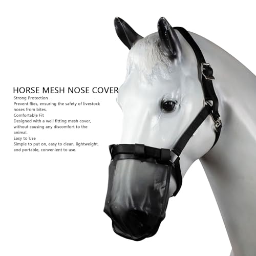 Sonew Horse Nose Net, Breathable Mesh Nose Cover Fly Mask for Horse Face