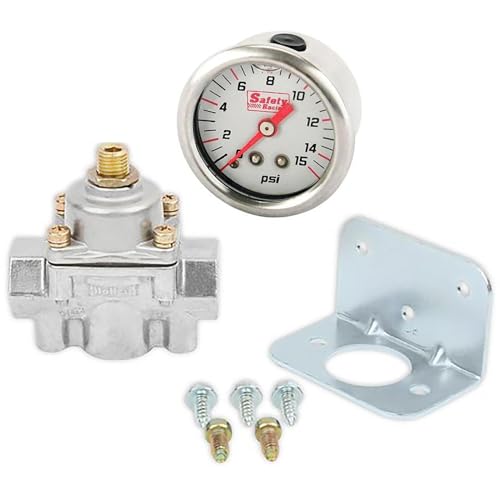 Holley Adjustable Fuel Pressure Regulator & Liquid-Filled Gauge Kit 4.5-9 PSI Range Works with Holley High-Performance Fuel Pumps Includes 0-15 PSI Gauge for Carbureted Engines