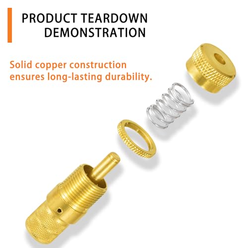 Image of SUVCARMPING Adjustable Auto-Stop Tire Deflator Valve Kit (6-30 PSI) 4 PCS Screw-on Tyre Air Down Tool for Offroad 4x4, Brass