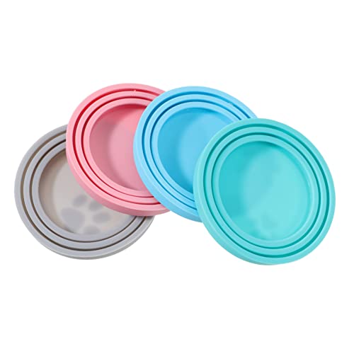 Parliky 4pcs Silicone Pet Food Can Covers Safe Flexible Dog Cat Can Lids Dishwasher Safe Fit for Wet Food Storage Assured Quality No Smell for Pet Supplies