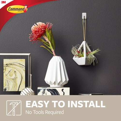 Image of Command Small Stainless Steel Metal Hooks 8 Hooks 10 Strips Holds up to 0.5 lb Removable Self Adhesive Hooks Great for Wall Decor