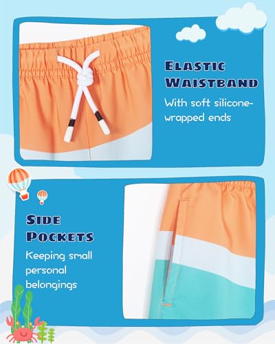 Image of SURF CUZ Boys Swim Trunks with Boxer Brief Liner Toddler Boy Stretch Swimsuit Shorts Quick Dry Swimming Trunks Bathing Suit