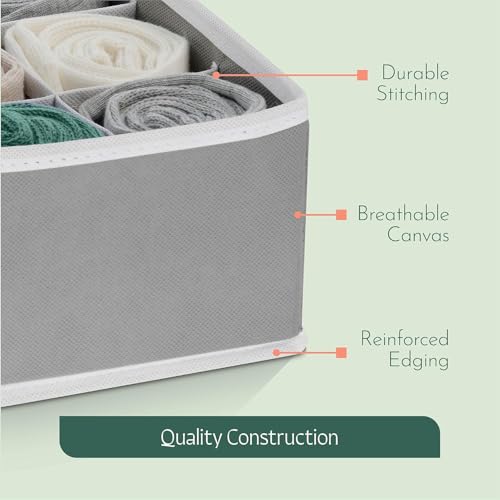 Image of Kuber Industries 4 Pcs Set Foldable Multicompartment Socks Organizer for Wardrobe | Cloth Organizer for Storage | Tie, Socks & Underwear Organisers Storage Box for Closet | Grey