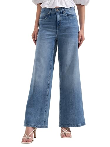 Image of Tokyo Talkies Wide Leg Jeans |Flared |Baggy Jeans|Blue White & Black|Loose Fit