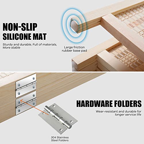 6FT Room Divider 4 Panel, Wall Divider Wood Screen Privacy Screen Seperating Divider Handwork Bamboo Folding Portable for Home Bedroom, Natural - Thumbnail 4