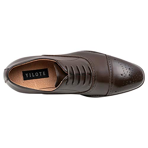 Yilote Mens Brogue Leather Oxfords Dress Shoes Lace Up  display picture 1