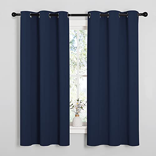 Image of NICETOWN Light Blocking Thermal Insulated Solid Grommet Top Blackout Curtains/Drapes/Panels for Kid's Room (Navy, 1 Pair, 42 x 63 Inch)