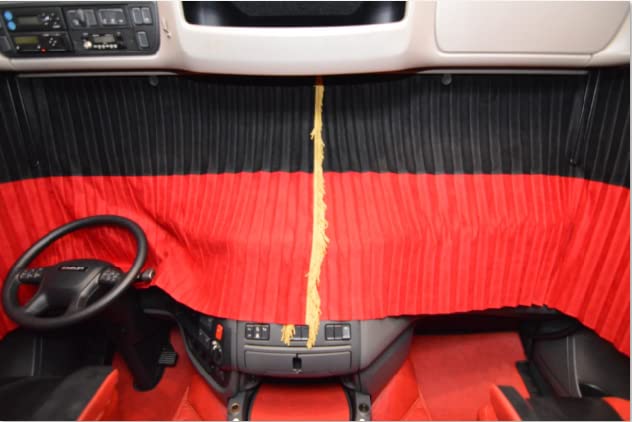 Rideaux plissés PRESTIGE LINE TIR/Truck pour vitres + Volant, (Mercedes, Man, DAF, Scania, IVECO, Volvo, Renault, Ford) Couleur - Rouge