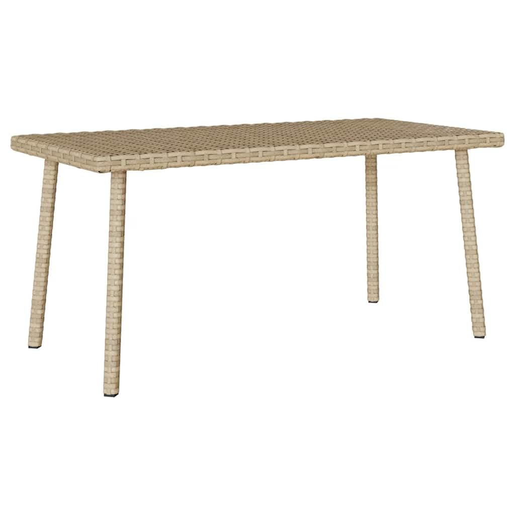 Rechteckiger Couchtisch Beige 80x40x37 cm Poly Rattan | Pulverbeschichteter Stahlrahmen, Witterungsbeständig, Pflegeleicht, Ideal für Terrasse