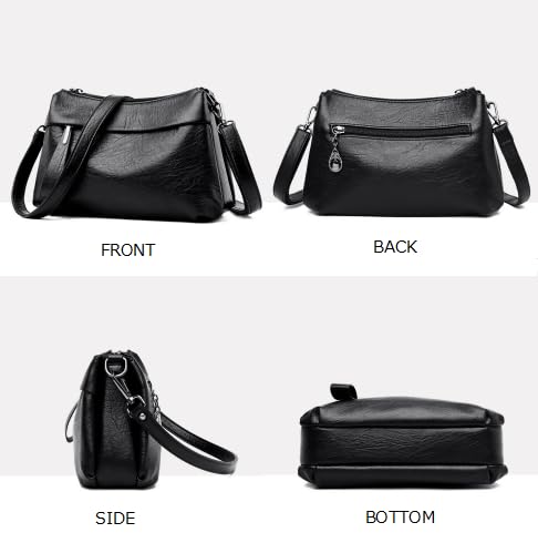 Image of Genuine Leather Purse for Women Hobo Bag Trendy Crossbody Bag and Shoulder Bag with 2 Straps