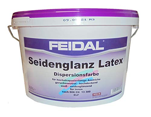 Feidal 2,5 L. Látex satinado, blanco brillante, pintura resistente, sin disolventes