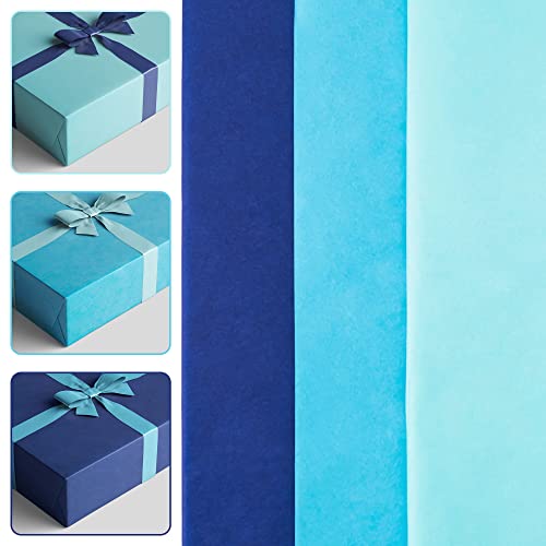 Image of MR FIVE 60 Sheets Gift Tissue Paper Bulk, 20 inch x 14 inch, Blue Tissue for Gift Bags, Wrapping Paper for Easter, Halloween, Birthday, Wedding, Baby Shower, Christmas, 3 Colors (Blue)