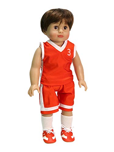 American Fashion World Orange Basketball Uniform 6 Pieces Made to fit 18 inch Dolls Such as American Girl Dolls
