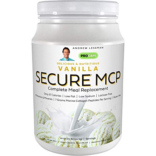 Andrew Lessman Secure MCP Complete Meal Replacement - Vanilla 60 Servings â€“ Only 57 Calories, Low-Fat, 7 Grams Marine Collagen Peptides, Promotes Radiant Smooth Soft Skin, Comfortable Joints