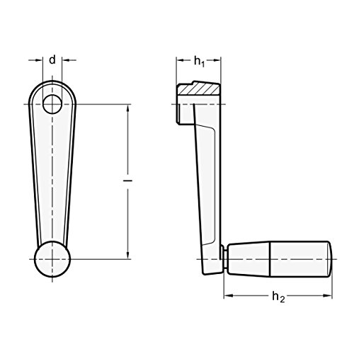 Ganter Normelemente | Handkurbeln - GN 471-100-B12 | Aluminium | mit Bohrung | kunststoffbeschichtet | 1 Stück, Bohrung d: 12mm