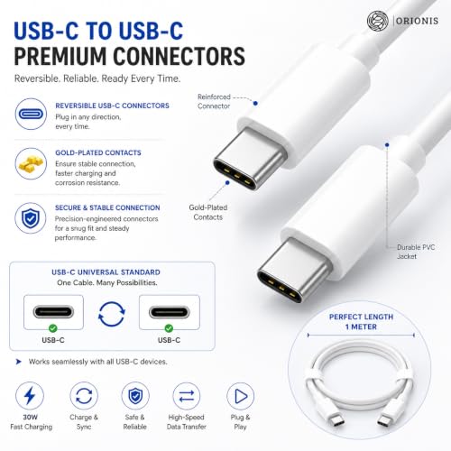 Image of Google 30W USB C to USB C Fast Charging Cable 30W PD, Type C Charger Cable, Compatible with Google Pixel 8 Pro, Pixel 8, Pixel 7 Pro, Pixel 7, Pixel 7A, Pixel 6 Pro, Pixel 6, Pixel 6A, Pixel 5