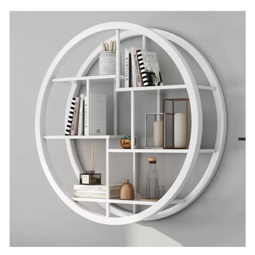 Étagère murale flottante ronde industrielle en bois noble et fer noir