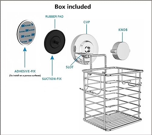Toothbrush Holder Suction Cup Wall Mounted Toothpaste And Toothbrushes Holder With Powerful Vacuum Or Adhesive System Rustproof Stainless Steel Organizer Electric Toothbrush (Tumbler) #TOP5