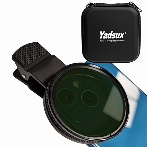 Yadsux 52mm Clip-on ND2-400 Phone Camera Filter for iPhone 12-11, Samsung, Motorola, Xiaomi & Other Smartphones