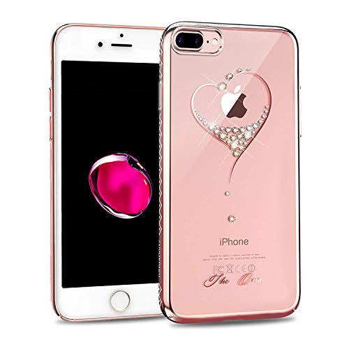 KINGXBAR for Apple iPhone 8 Plus Case,iPhone 7 Plus Case,Bling Diamond Crystals from Swarovski Element,Fashion Hard PC Transparent Sparkly Cover for Christmas Party