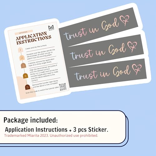 Image of Miarita 3X Trust in God Rearview Mirror Decal, Vanity Mirror Stickers, Rear View Mirror Sticker, Car Mirror Stickers (Trust in God Pastel)