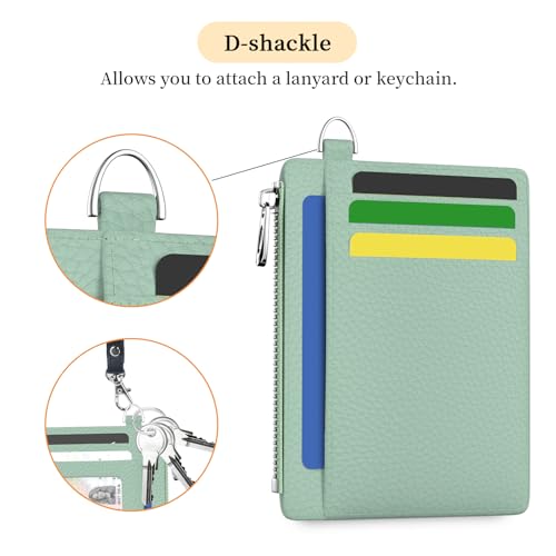 Image of Hancynir Minimalist Small Wallet Women Credit Card Holder, RFID Blocking Slim Mini Card Wallets Cute Front Pocket PU Leather Card Case Thin Travel Zipper Coin Cash Ladies Female Wallet Gifts