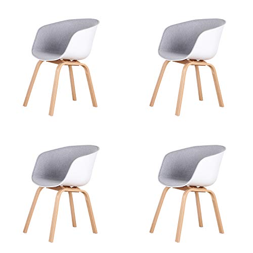 4 Sillas De Comedor, Silla De Cocina Moderna Escandinava, Silla De Sala De La Cocina Con Pies De Haya De Calidad Supermercador, Adecuado Para Cocina, Comedor, Salón (Gris Claro)