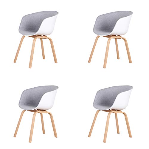 4 Sillas De Comedor, Silla De Cocina Moderna Escandinava, Silla De Sala De La Cocina Con Pies De Haya De Calidad Supermercador, Adecuado Para Cocina, Comedor, Salón (Gris Claro)