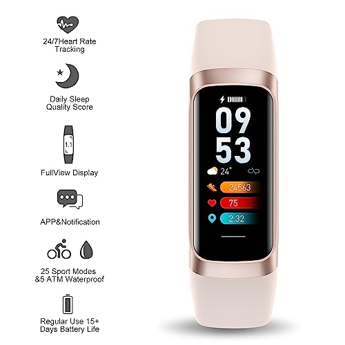Imfrchcs Fitness Tracker Activity Tracker With 1.1" Amoled Color Display Smart Watch,24/7Heart Rate Monitor,Indoor Outdoor Tracking,Sleep Monitor,5 Atm Waterproof Step Counter For Women Men (Pink) #TOP1