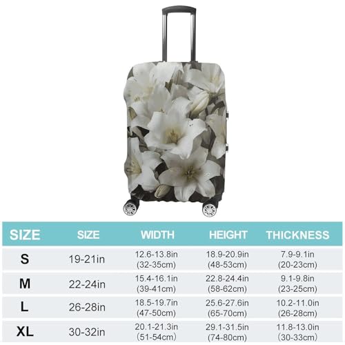 White Lily Bouquet Printed Luggage Cover Protector, Fits 18-32 Inch Luggage2