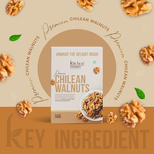 Image of KitchenSmith Chilean Walnuts - Pack of 4 (250gm Each) | Delicious & Crunchy | High In Anti-Oxidants | Premium Walnuts | Akhrot | Rich In Omega-3 | Healthy Snack
