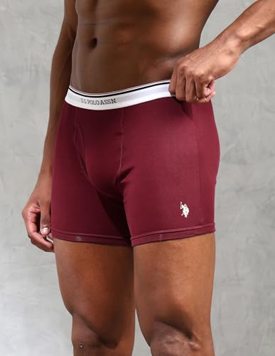 Image of U.S. Polo ASSN. Men's I667 Ribbed Cotton Mid Rise Underwear Trunks - Pack of 3